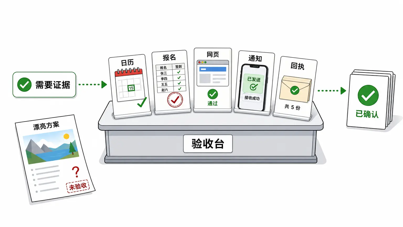 办成一件事，要看报名、日历、网页、通知这些回执