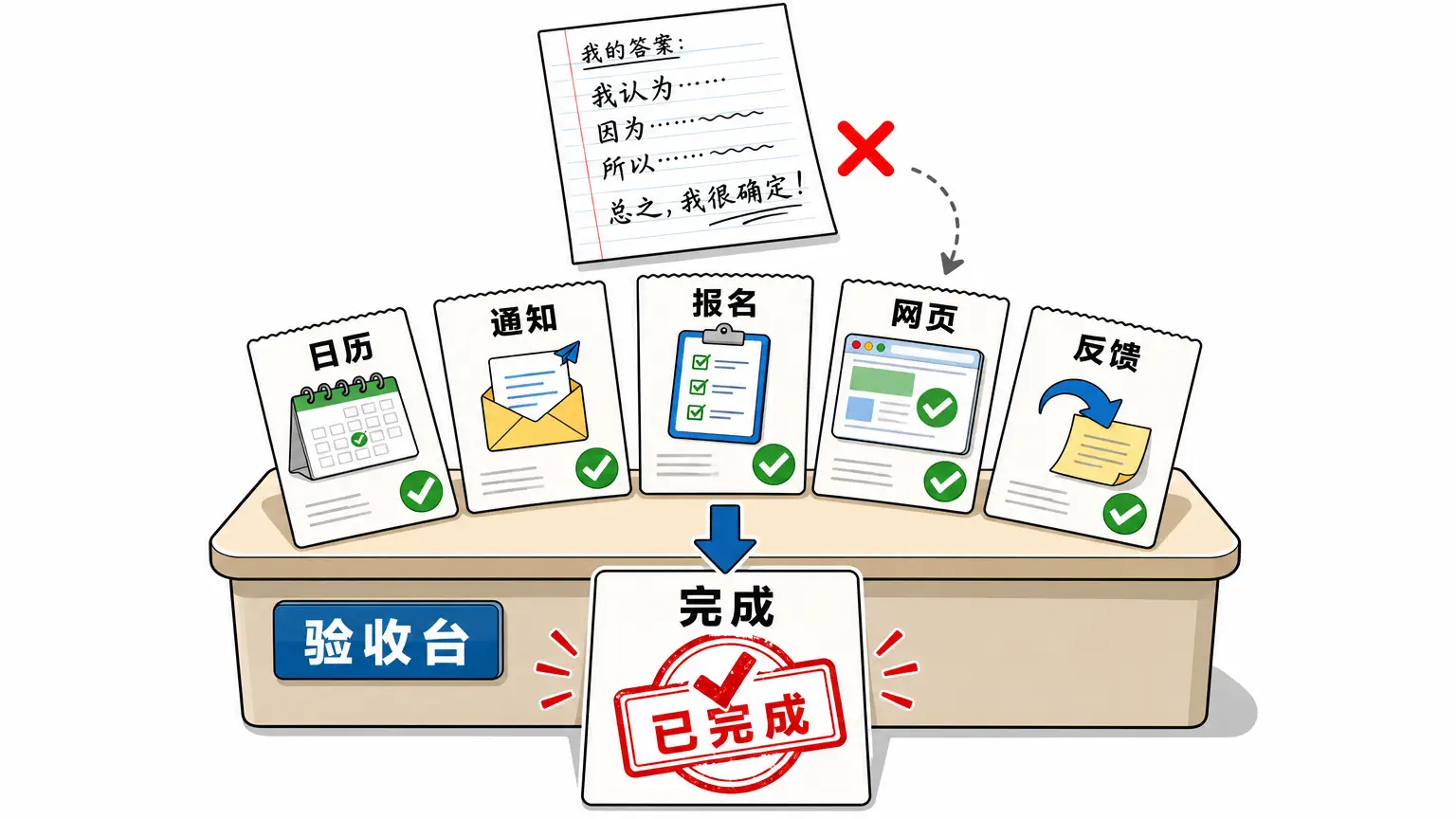 验收台只看回执：日历、通知、报名、网页都要过关