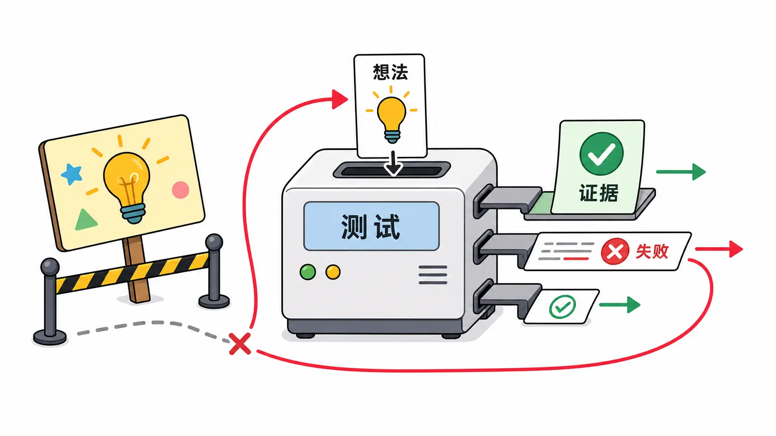 把想法放进测试机：证据和失败都比口号有用